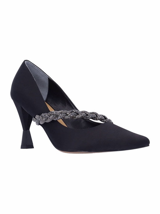 J.Renee Shoes - Black Embellished Braided Strap Pointed-Toe Pump